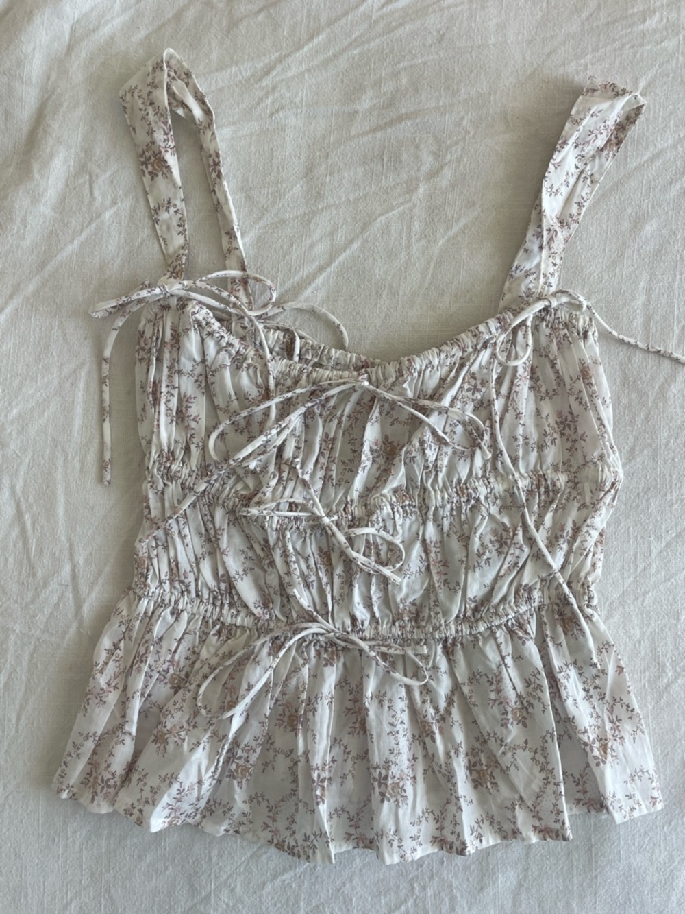 Anthropologie Bow Smocked Tank Top - White